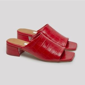 Miista Caterina Ruby Red Croc Slides, size 40